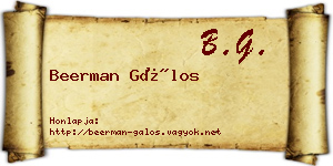 Beerman Gálos névjegykártya